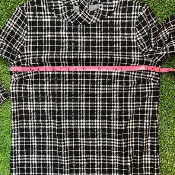 Talbots black and white checkered plaid full dress - Picture 3 of 7